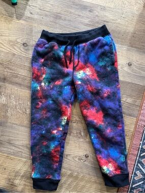 Lands' End Kids Nebula-Print Fleece Joggers - Black, Blue, Red